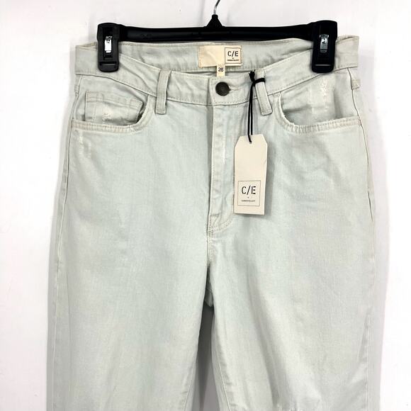 CURRENT ELLIOTT Relaxed Cuff Boyfriend Jeans Size 26 Light Icy Blue Distress NWT - Picture 4 of 10